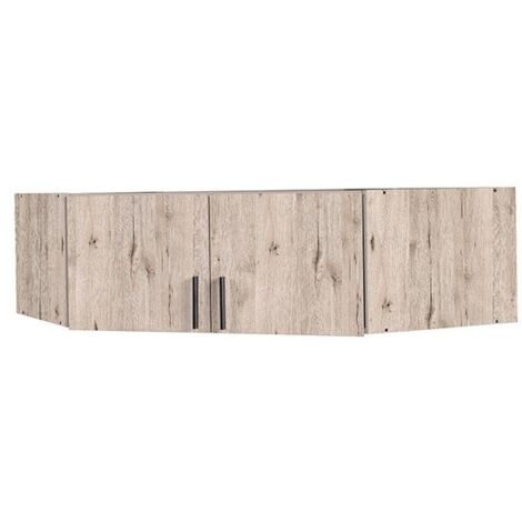 Surmeuble d'armoire d'angle 2 portes FLEX – Chêne wellington & gris graphite