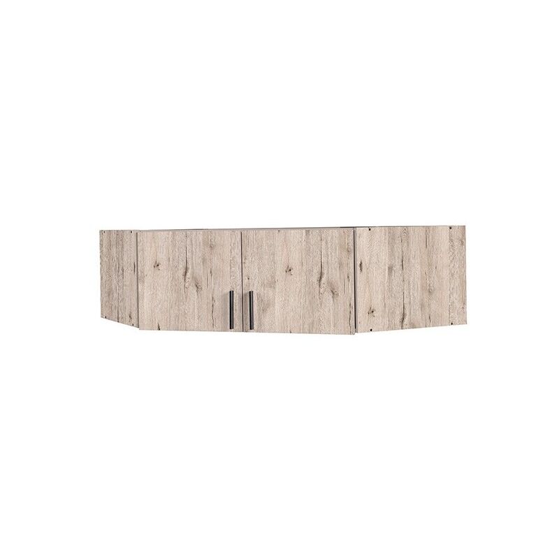 Meublorama - Surmeuble d'armoire d'angle 2 portes flex – Chêne wellington & gris graphite