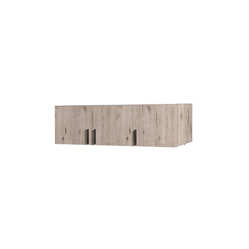 Surmeuble 3 portes FLEX – Chêne wellington et gris graphite – Rangement haut design