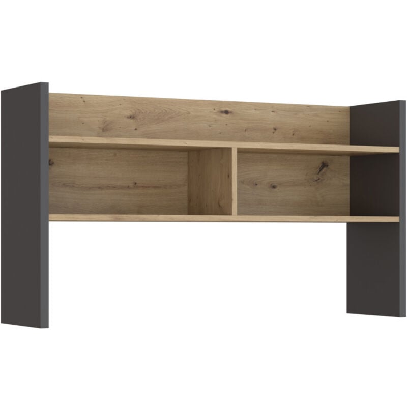 Meubletmoi - Surmeuble de bureau 110 cm décor bois de chêne et gris foncé - odyssée
