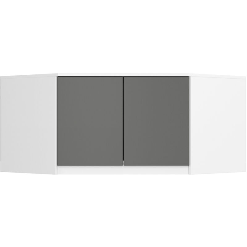 Surmeuble pour armoire AKORD S100 Blanc 100 cm 2 portes façade Gris Graphite 3 étagères 100x50x55 cm