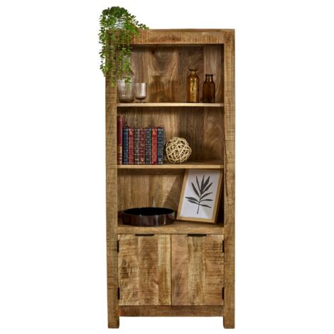 Surrey Bookcase with Doors - Solid Mango Wood - L40 x W70 x H165 cm