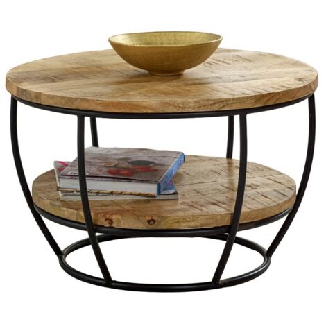 Surrey Coffee Table with Shelf - Solid Mango Wood/Metal - L60 x W60 x H35 cm