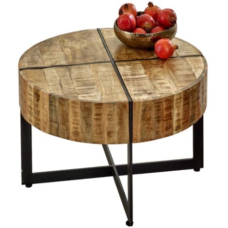 Surrey Coffee Table with Solid Mango Wood Top & Metal Legs - - L70 x W70 x H45 cm