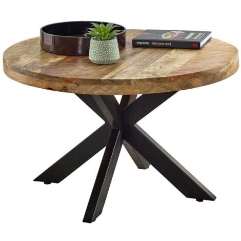 Surrey Coffee Table with Spider Legs - Solid Mango Wood/Metal - L80 x W80 x H45 cm