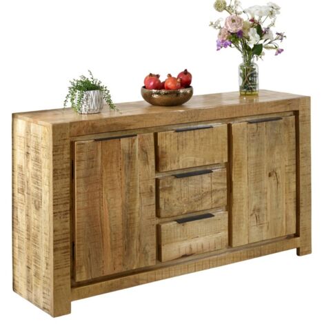 Surrey Large Sideboard 2 Door 3 Drawer - Solid Mango Wood - L40 x W145 x H80 cm