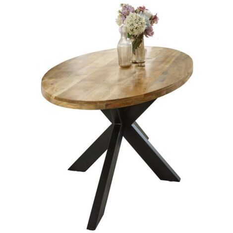 Surrey Oval Dining Table 6-8 Seater - Solid Mango Wood/Metal - L90 x W180 x H76 cm