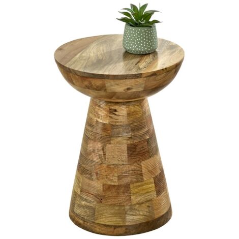 Surrey Round Side Table Mushroom Style - Mango Wood - L36 x W36 x H46 cm