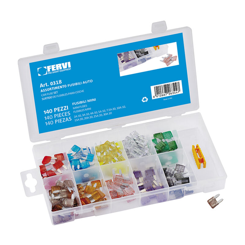 

SURTIDE DE 140 MINI FUSIBLE FUSE COCHE MOTO AUTO 0318 - Fervi