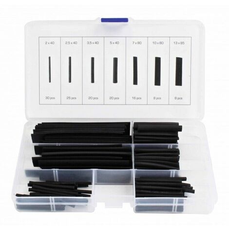 Surtido 127 fundas tubo termoretractil,termofusibles,manguitos de color negro