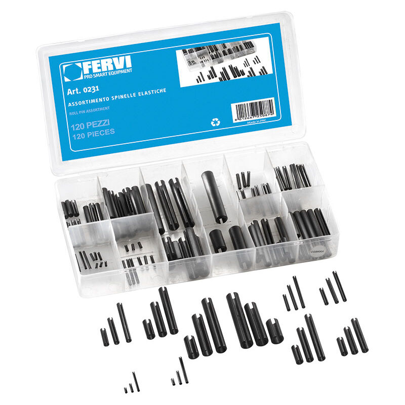 

SURTIDO DE 120 ESPINAS CHAVETAS ELASTICAS 0231 - Fervi