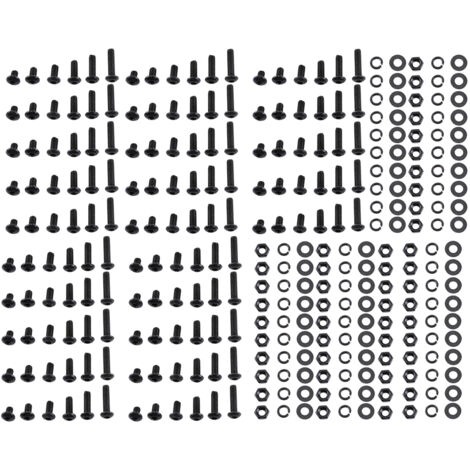 Surtido de 300 piezas de tornillos hexagonales M3 de acero de aleación negra y tuercas y arandelas hexagonales (cabeza de botón)
