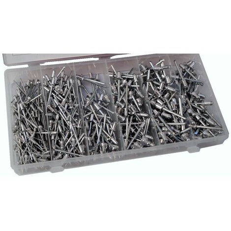 Surtido de 400 remaches ciegos de aluminio. Kit completo de fijación resistente y versátil, ideal para bricolaje, automoción y trabajos de mantenimiento