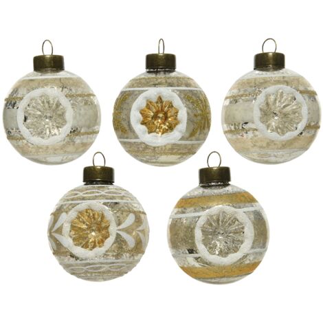 Surtido de bolas navideñas con decoración tallada Ø6 cm