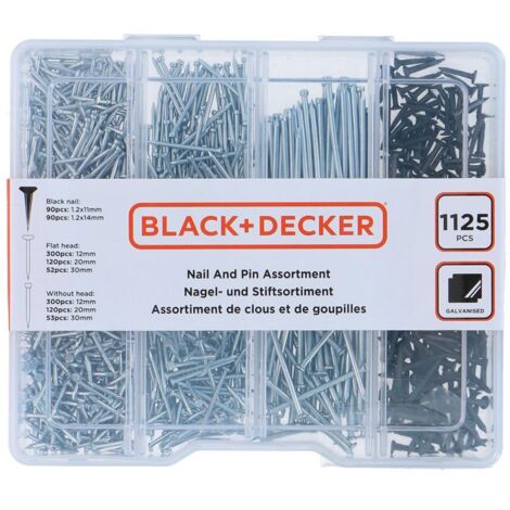 Surtido de clavos 1125 piezas black+decker