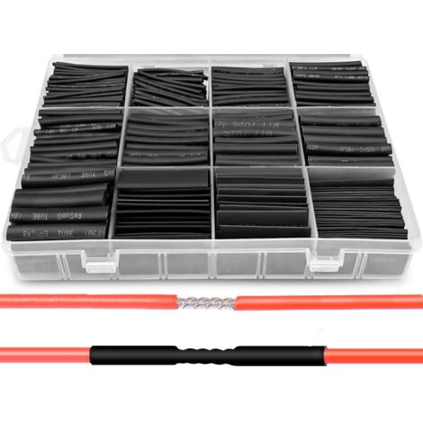 Surtido de fundas termoretractil tubos para reparacion de cables con proteccion aislante de 1 a 13 mm, 900 unidades