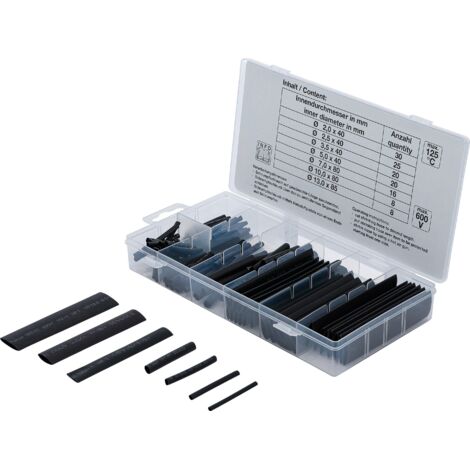 Surtido de fundas termorretráctiles  negro  127 piezas