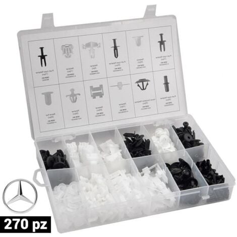 Surtido de grapas, clips y tapones para carrocerías de 270 piezas (Merc)