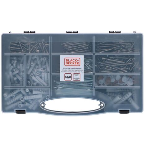 Surtido de tornillos/tacos/clavos 560 piezas black+decker