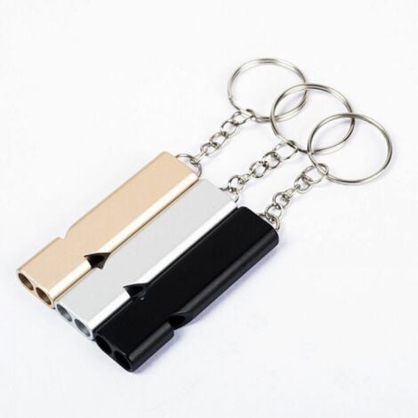Survival Whistle, 3 Pcs Double Tube Emergency Whistle, Aluminum Survival Whistle with Keychain, for Emergency, Dog Walking, Training, Kids, Outdoor Camping