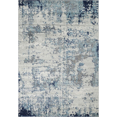 SURYA Alfombra de Salón Pelo Corto Abstracta Moderna Azul y Blanco 120 x 170 cm