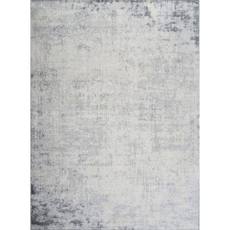 SURYA Salón Pelo Corto Abstracta Moderna Blanco y Gris 200 x 275 cm