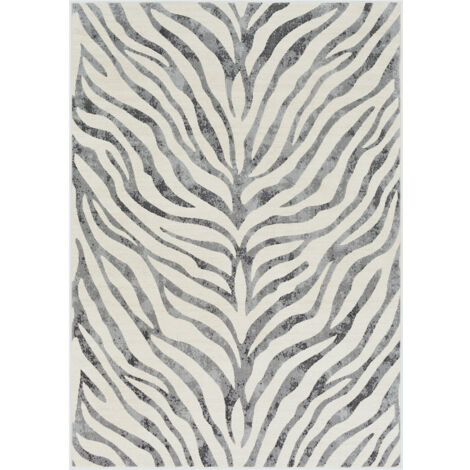 SURYA Alfombra de Salón Pelo Corto Diseño Animal Cebra Gris Oscuro y Beige 160 x 220 cm