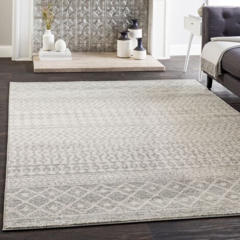 SURYA Alfombra de Salón Pelo Corto Escandinava Bohemia Gris y Blanco 80 x150 cm