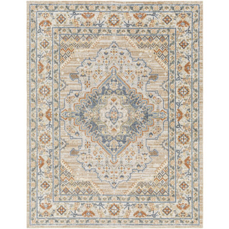 SURYA Alfombra Lavable Alfombra Plegable Vintage Oriental Beige y Azul 160 x 213 cm