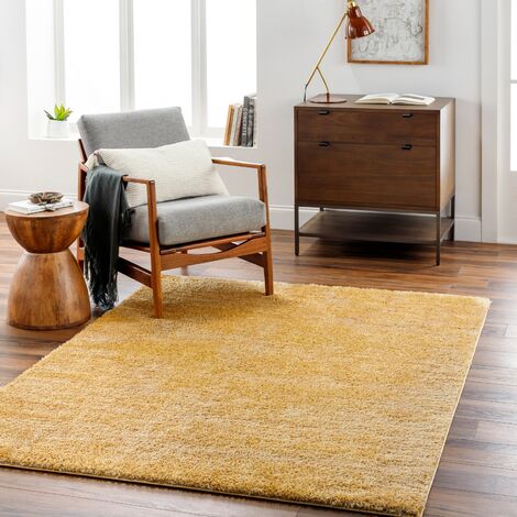 Alfombra grande amarilla tejida a mano 140x200 cm, alfombra de salón,  alfombra de área, alfombra gruesa suave, alfombra lavable, alfombra  sostenible, alfombra de dormitorio. -  España