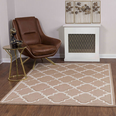 Tapis salon en Cuir Véritable à Poils Ras Sand par DHF