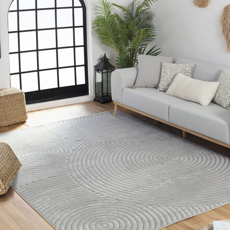 Surya - Tapis Intérieur/Extérieur à Effet 3D et Relief Gris 160x220 cm