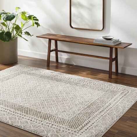 SURYA Scandinave Tapis Berbère Bohème Ivoire et Terracotta 160 x 213 cm