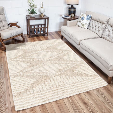 SURYA Tapis Shaggy Bohème Blanc/Beige 160x220 cm