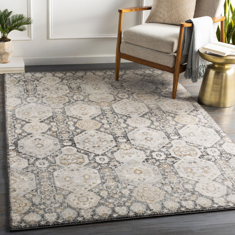Surya - Tapis Vintage Oriental Noir/Beige 130x170 cm