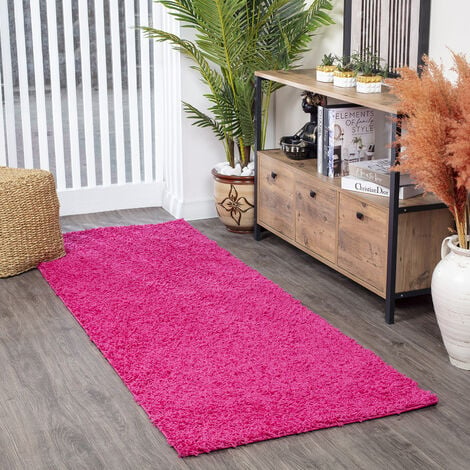 SURYA per Corridoio e Salotto a Pelo Lungo Soggiorno Shaggy Unicolore Chic Fucsia 80 x 220 cm