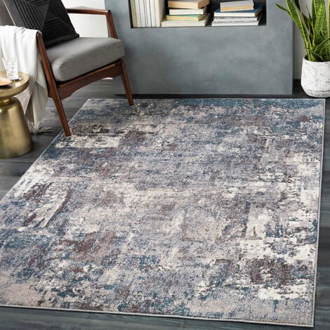 SURYA Tappeto Salotto a Pelo Corto Soggiorno Astratto Moderno Blu e Grigio 200 x 275 cm