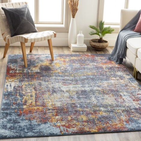 SURYA Tappeto Salotto a Pelo Corto Soggiorno Astratto Moderno Blu e Grigio 160 x 213 cm