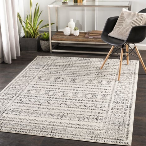 SURYA Tappeto Salotto a Pelo Corto Soggiorno Scandinavo Bohemien Bianco e Nero 152 x 213 cm