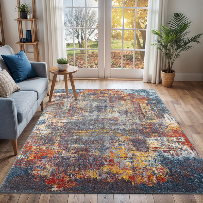 Surya - Tappeto Salotto a Pelo Corto Soggiorno Astratto Moderno Multicolore 120 x 170 cm