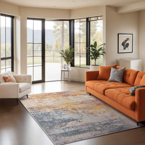 SURYA Flur Teppich Läufer Kurzflor Modernes Abstraktes Design Mehrfarbig 80 x 220 cm