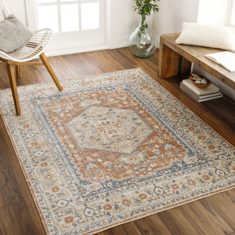 SURYA Teppich Kurzflor Wohnzimmer Waschbar Vintage Orient Grün 160 x 213 cm