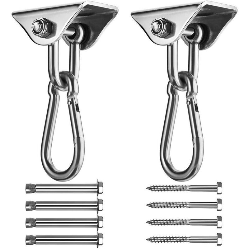 Memkey - SUS304 Acier Inoxydable Lourds Crochet De Plafond-4 Vis de Fixation pour Béton Bois Ensembles-Capacité de Charge Jusqu'à 450Kg