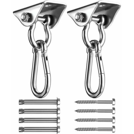 SUS304 Edelstahl Heavy Duty Deckenhaken, Haken zum Aufhängen, 4 Befestigungsschrauben für Betonholz-Sets, Yoga, Hängematte, Hängesessel, Tragfähigkeit bis zu 450 kg