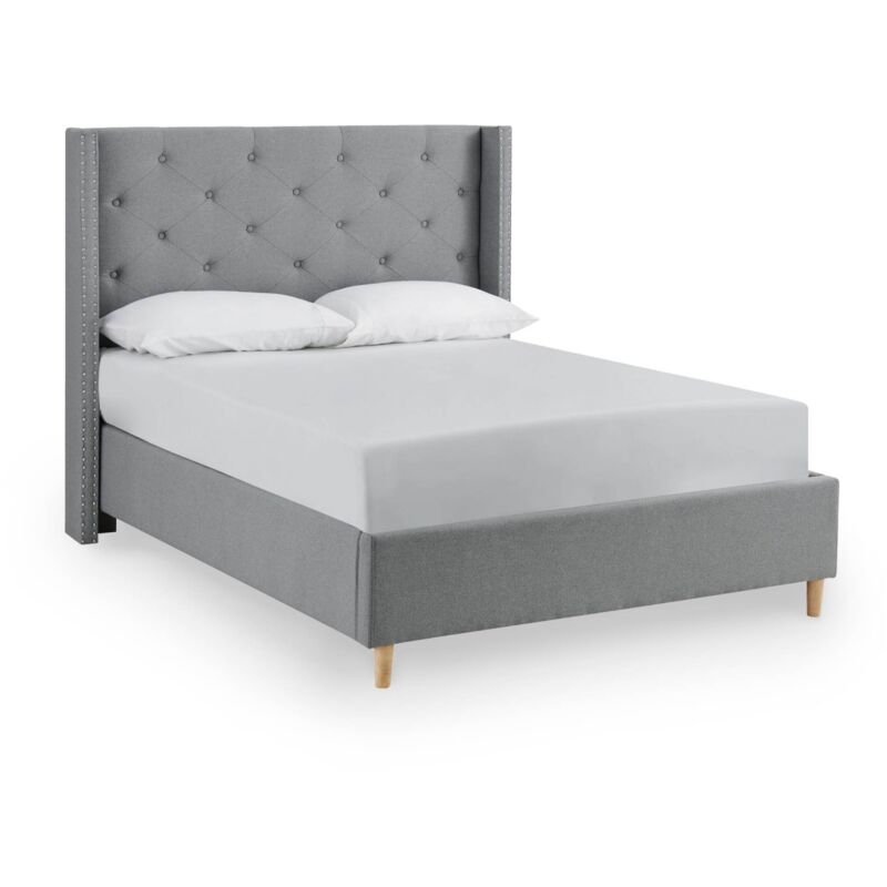 Mobilier Deco - susan - Lit 160x200 cm en tissu capitonné gris