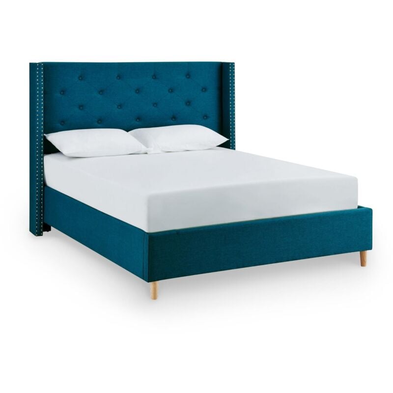 Mobilier Deco - susan - Lit 180x200 cm en tissu capitonné bleu