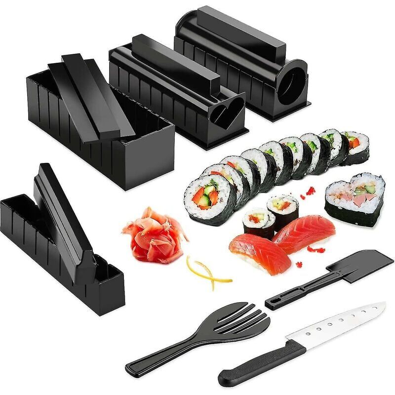 SNQ - Sushi Maker Kit 11 Pieces, Sushi Maker And Dies, With Premium Knife, Sushi Sushi Prep Kit