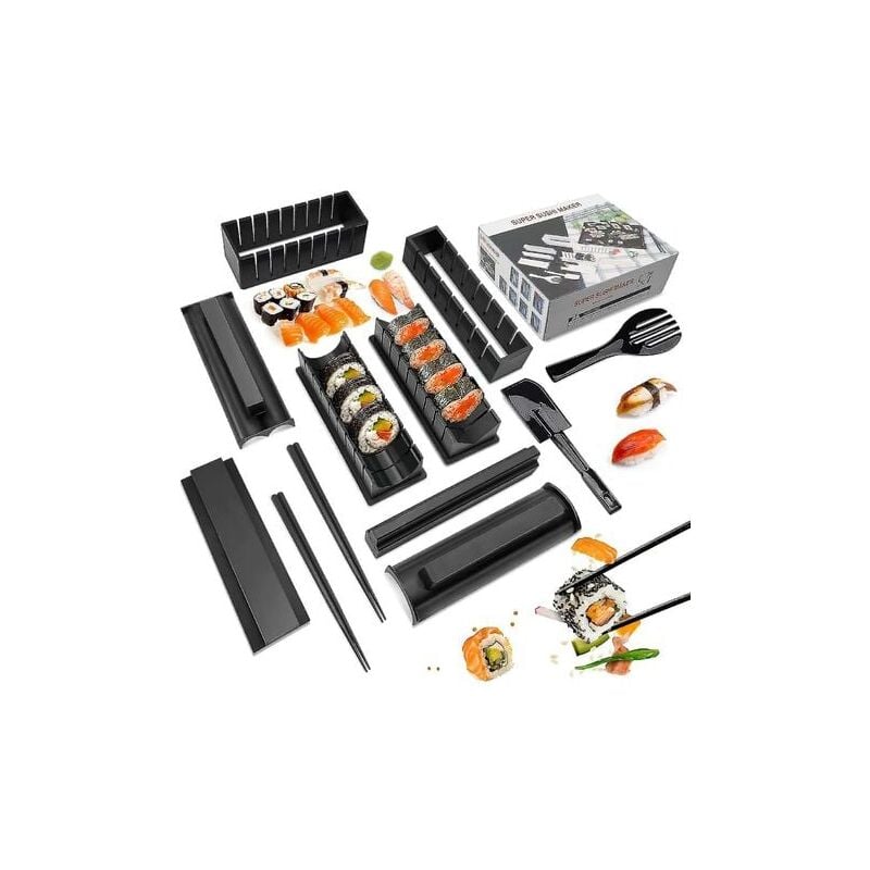 SNQ - Sushi Making Kit Sushi Maker 12 Pcs Plastic Premium Set Sushi Tool Set Sushi Rice Roll