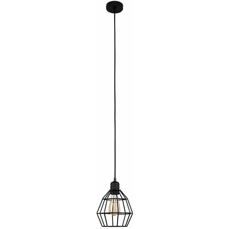 Minisun - Suspended Ceiling Light with Hamish Shade + 4W LED Bulb - Matt Black