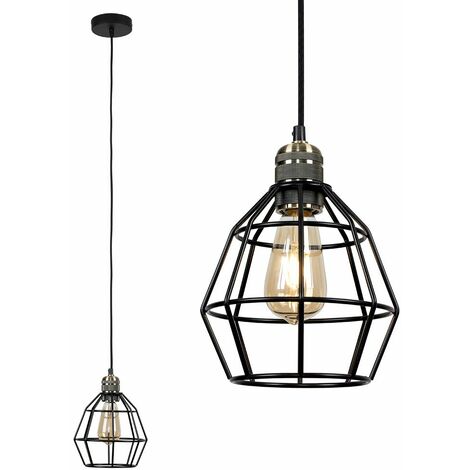 main image of "Suspended Ceiling Light Fitting with Hamish Shade - Antique Brass"